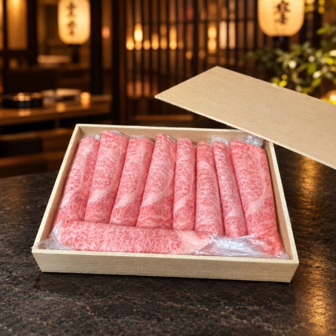 ふたを開けた木箱と巻いたクラシタ