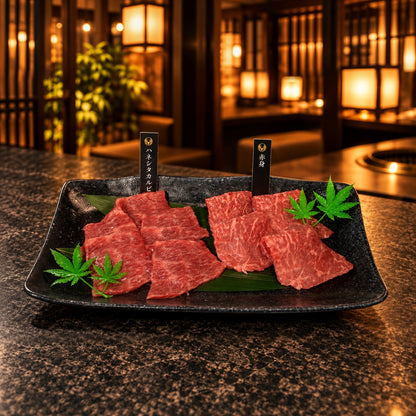 赤身と霜降り食べ比べセットの盛り付け