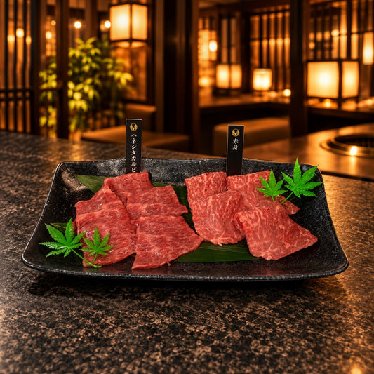 赤身と霜降り食べ比べセットの盛り付け